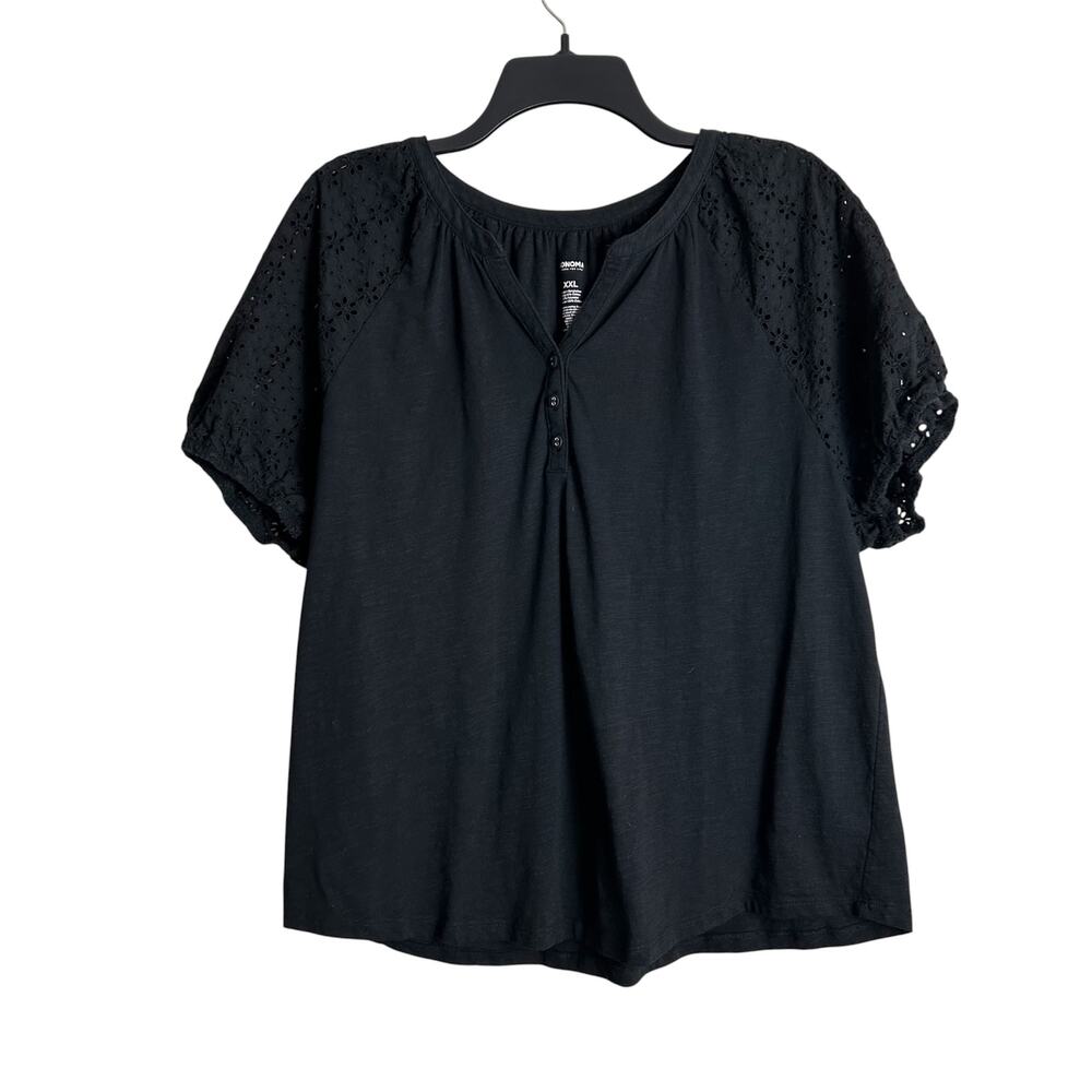 Sonoma XXL Goods For Life Black Eyelet Top Women's